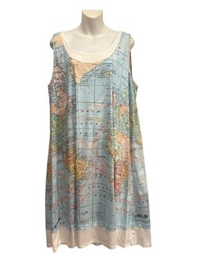 MISSLOOK Sleeveless Scoop Knit dress with map of world size 2X